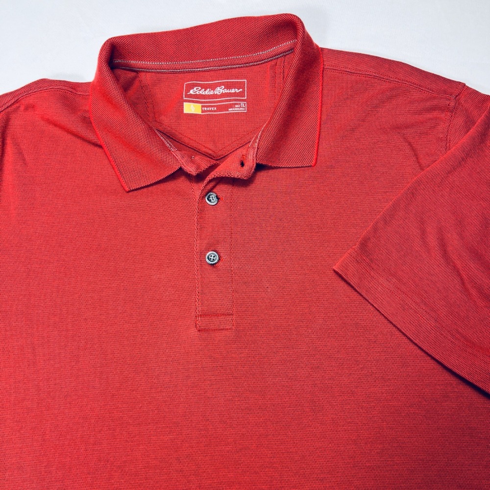 Eddie Bauer Travex Mens Red Short Sleeve‎ Polo Shirt Tall XL TL Cotton Blend